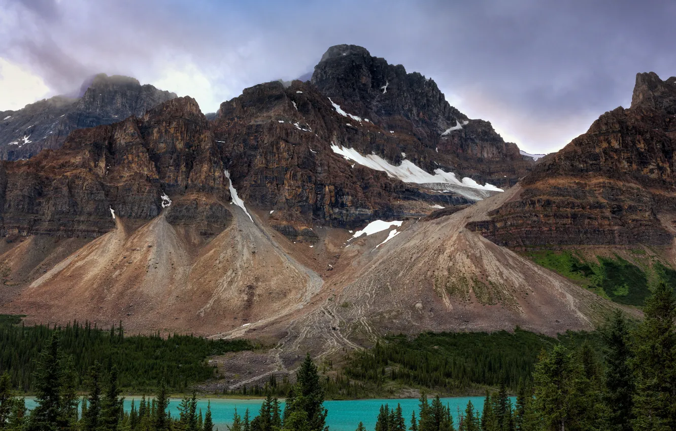 Photo wallpaper mountains, lake, Canada, Alberta