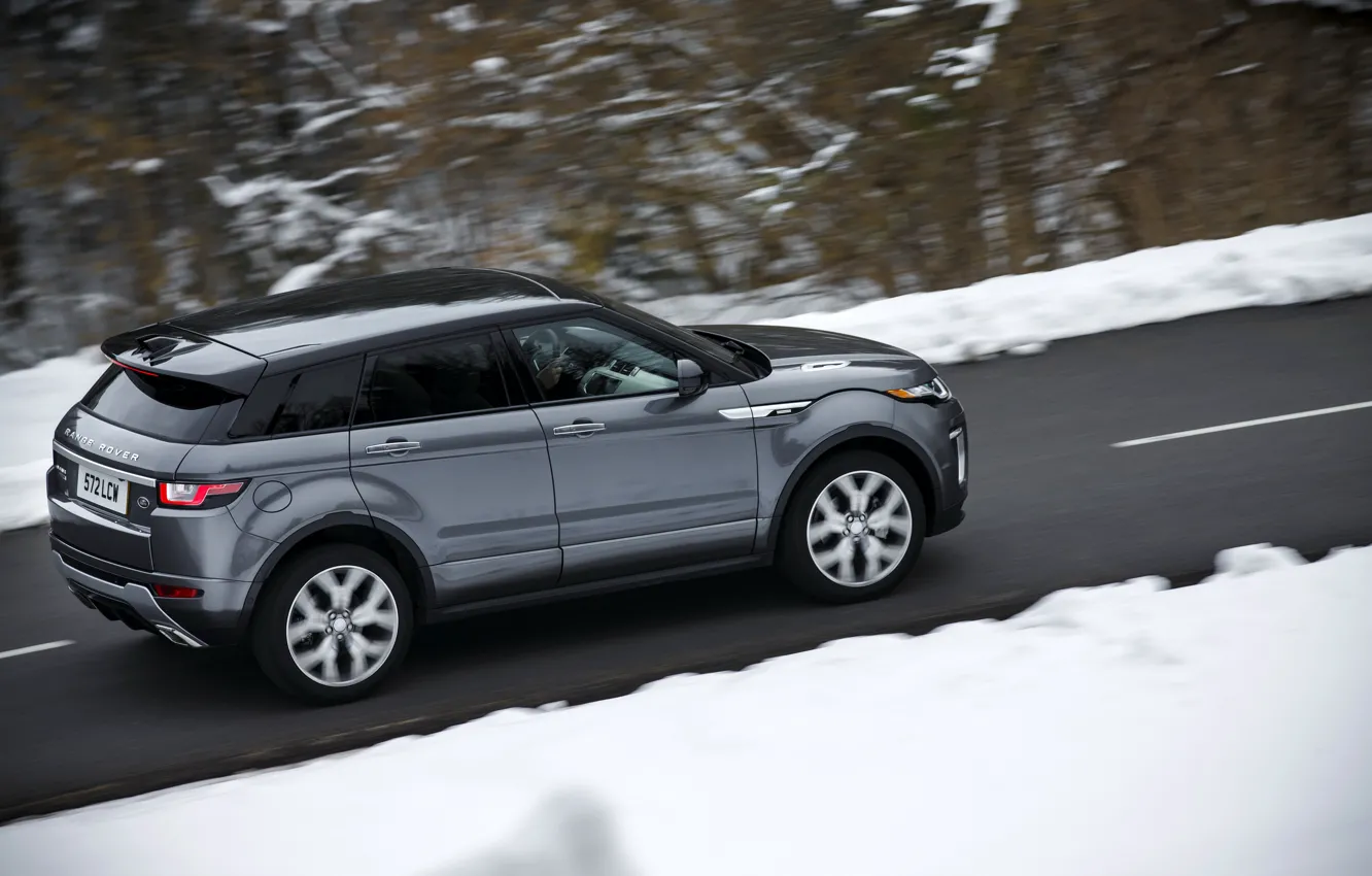 Photo wallpaper road, car, machine, snow, speed, Land Rover, Range Rover, road