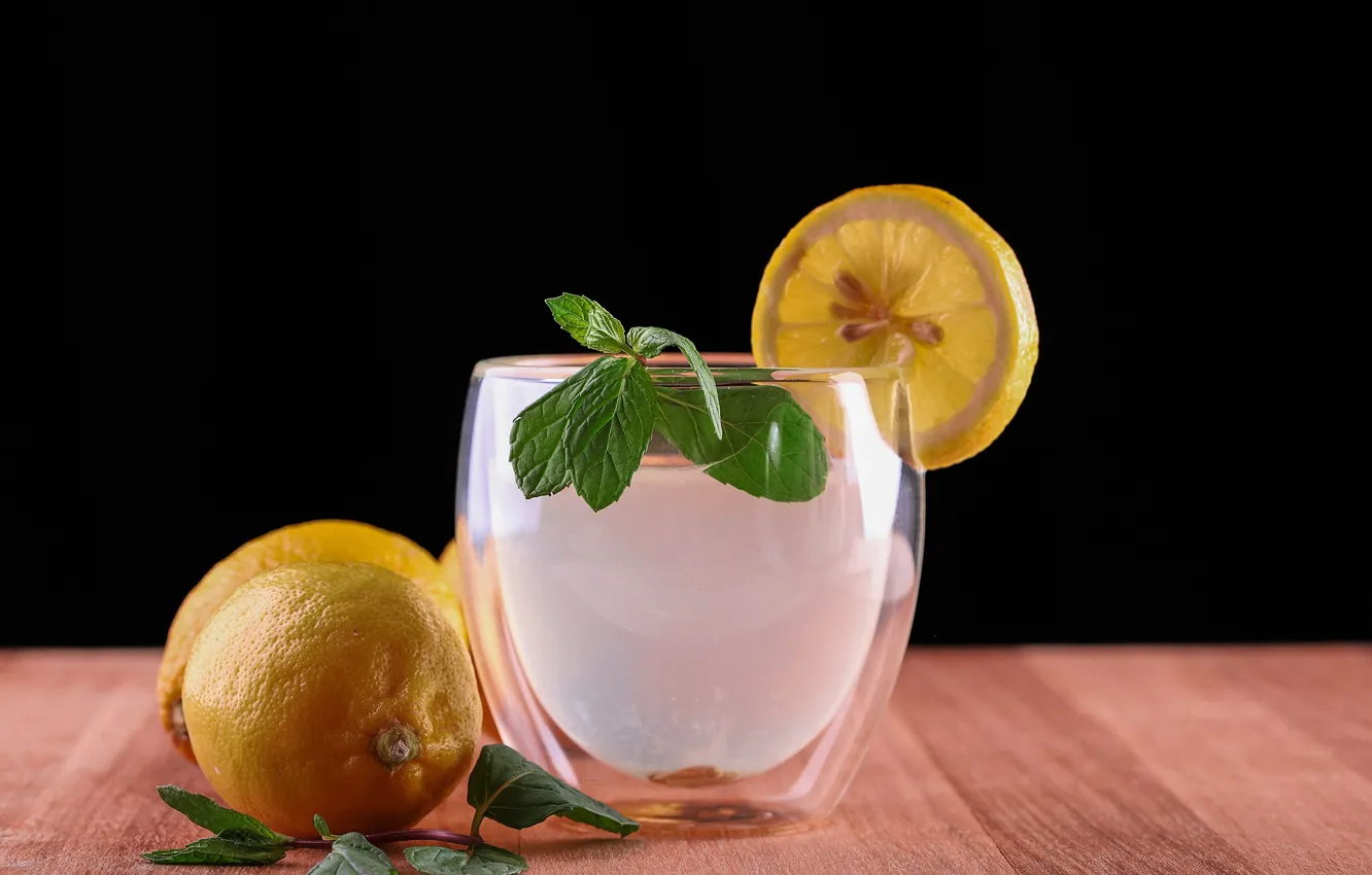 Photo wallpaper freshness, cocktail, Lemon with mint