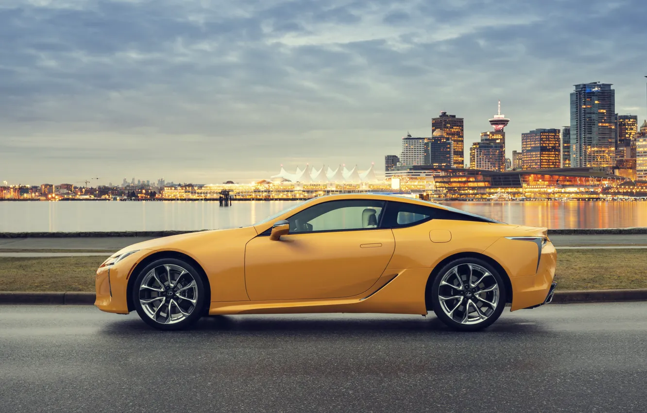 Photo wallpaper yellow, the city, the evening, Lexus, LC 500, Lexus LC 500, Inspiration Series, Lexus LC …