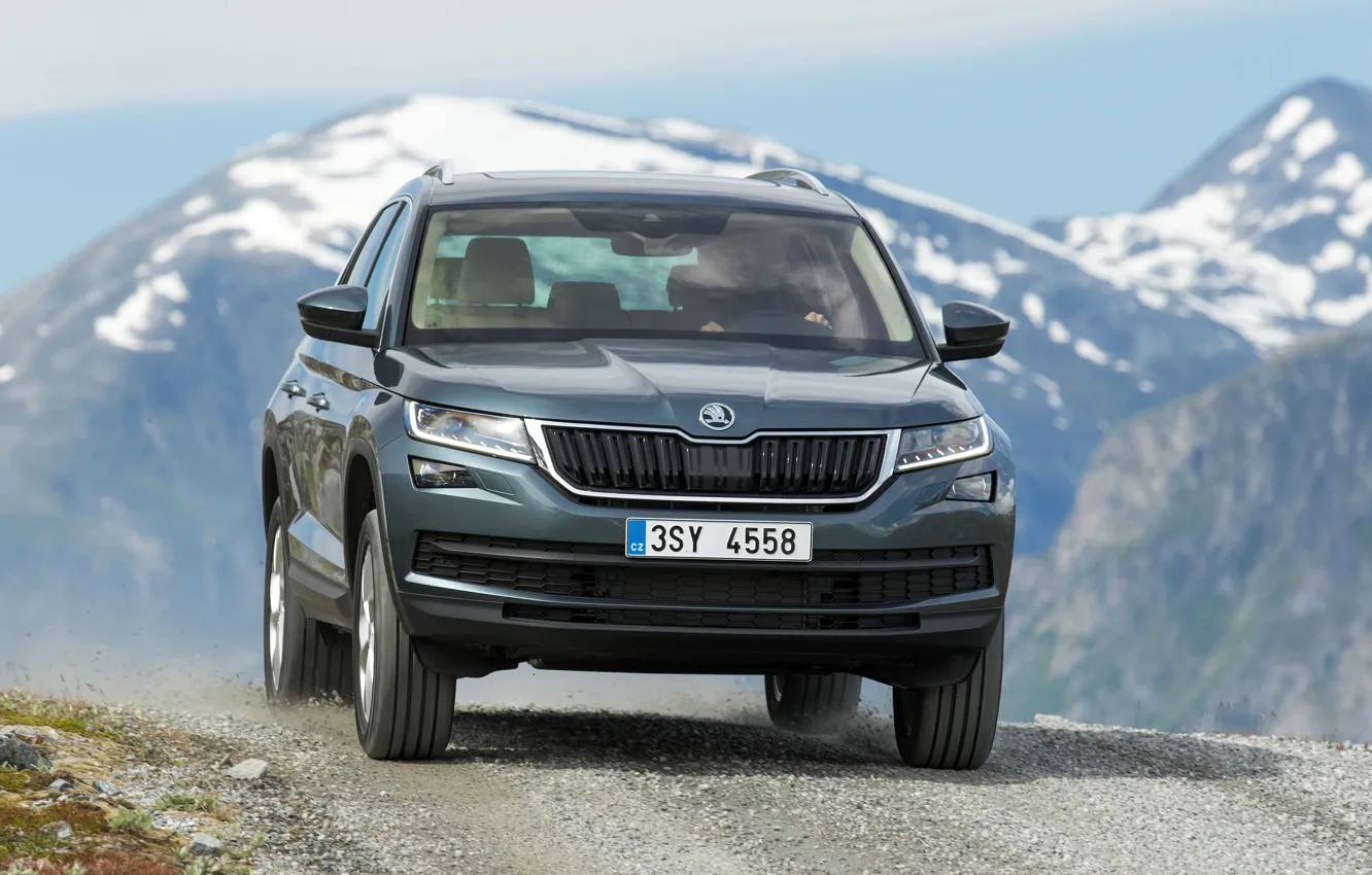 Photo wallpaper snow, tops, SUV, Skoda, Skoda, 2016, Kodiaq