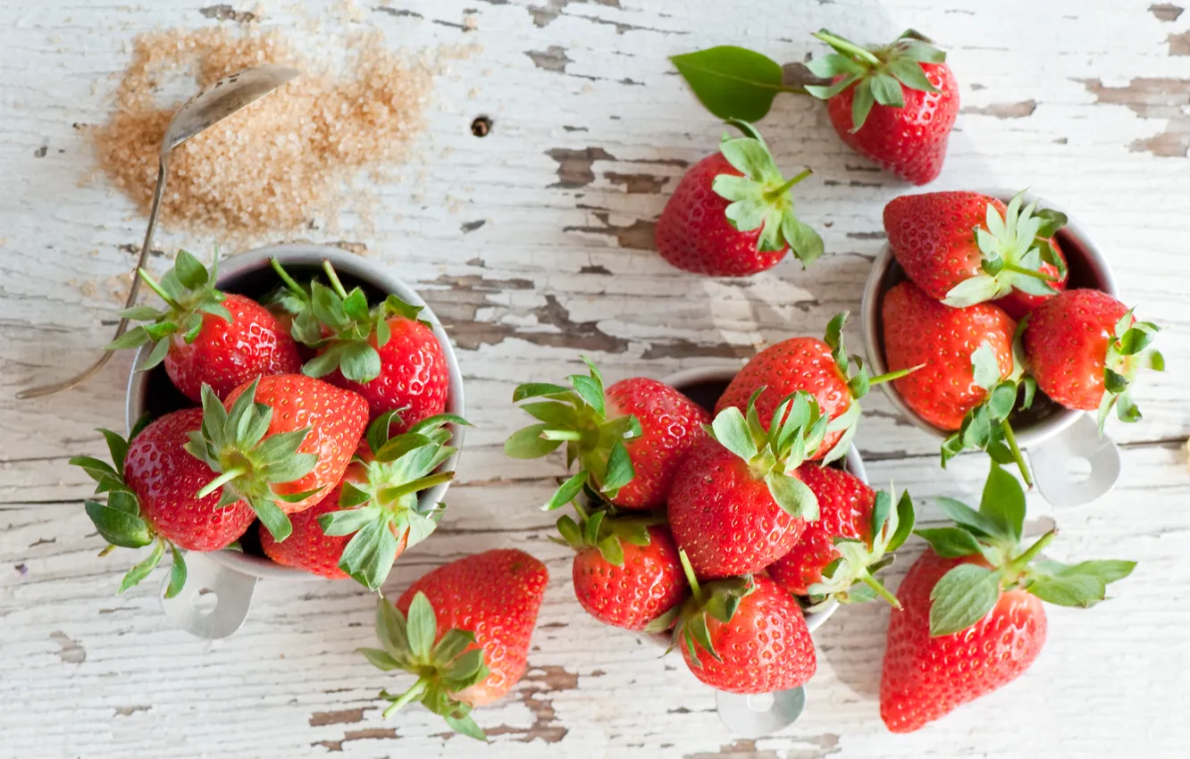 Photo wallpaper berries, strawberry, sugar
