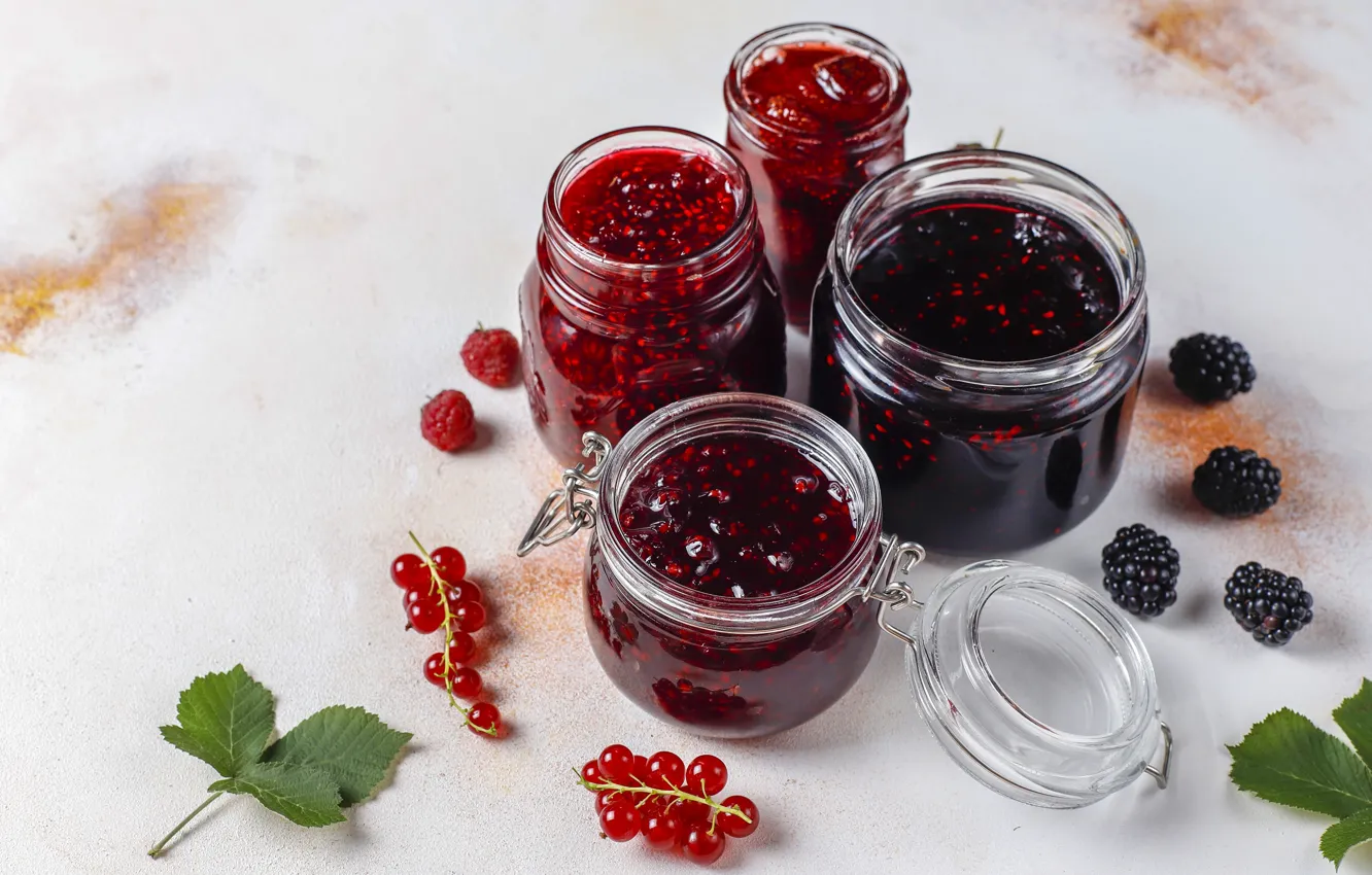 Photo wallpaper berries, Bank, jam