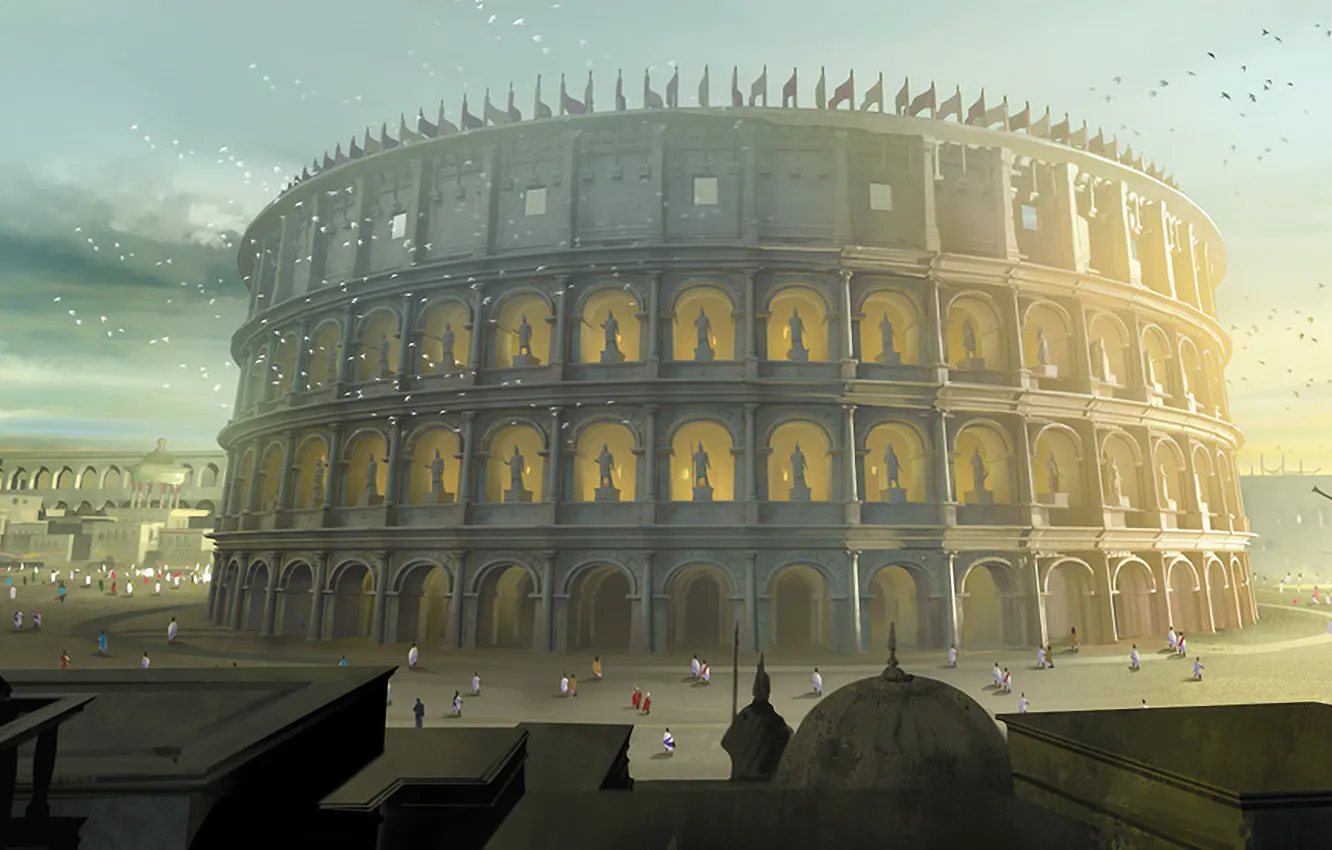 Photo wallpaper art, Colosseum, painting, ancient