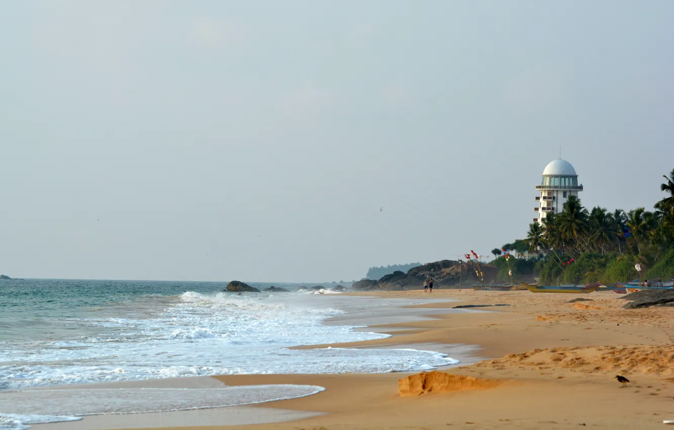 Photo wallpaper palm trees, promenade, Sri Lanka, beach sand