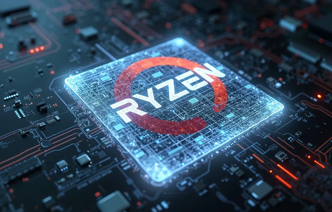 Photo wallpaper hi-tech, processor, chip, Ryzen, Ryzen Logo