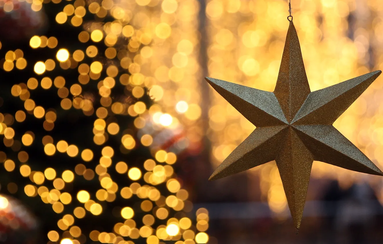 Photo wallpaper light, decoration, lights, tree, New year, Christmas star