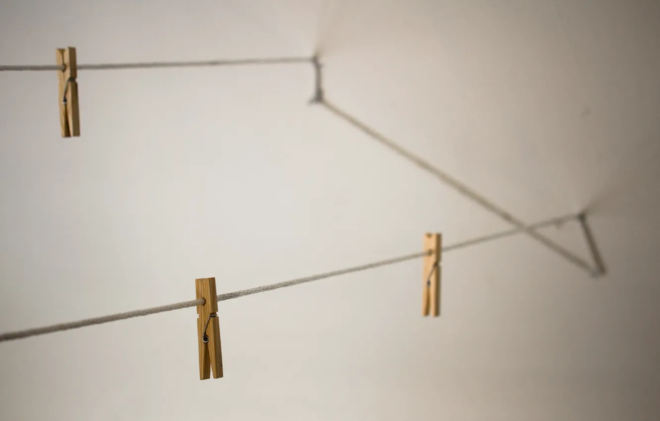 Photo wallpaper macro, rope, clothespins