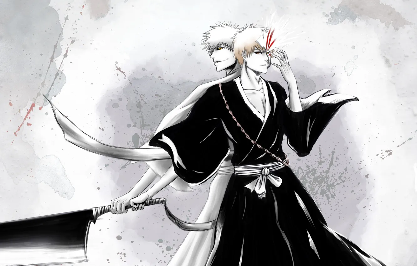 Photo wallpaper look, smile, weapons, sword, mask, guy, Bleach, Bleach