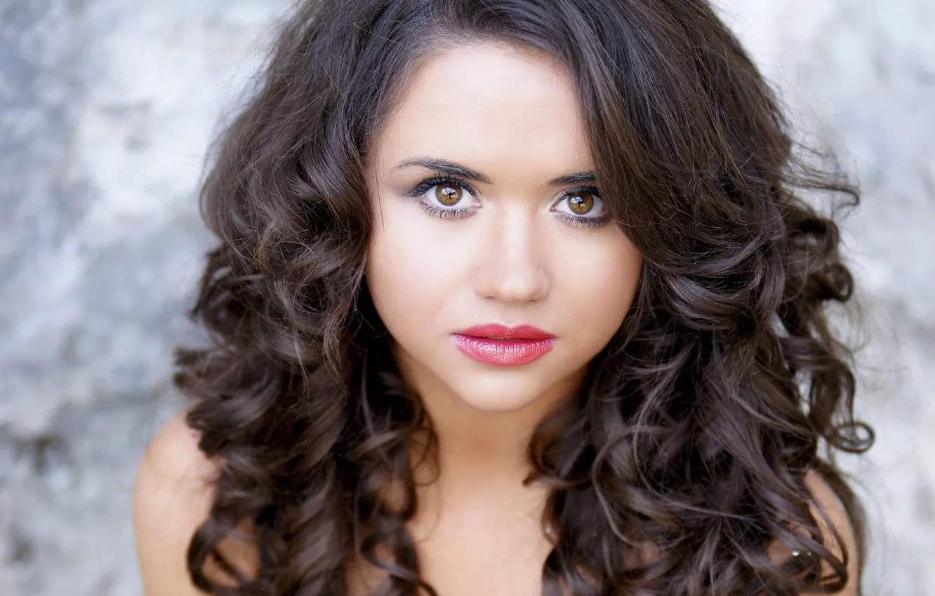 Photo wallpaper look, girl, eyelashes, model, hair, curls, brown eyes