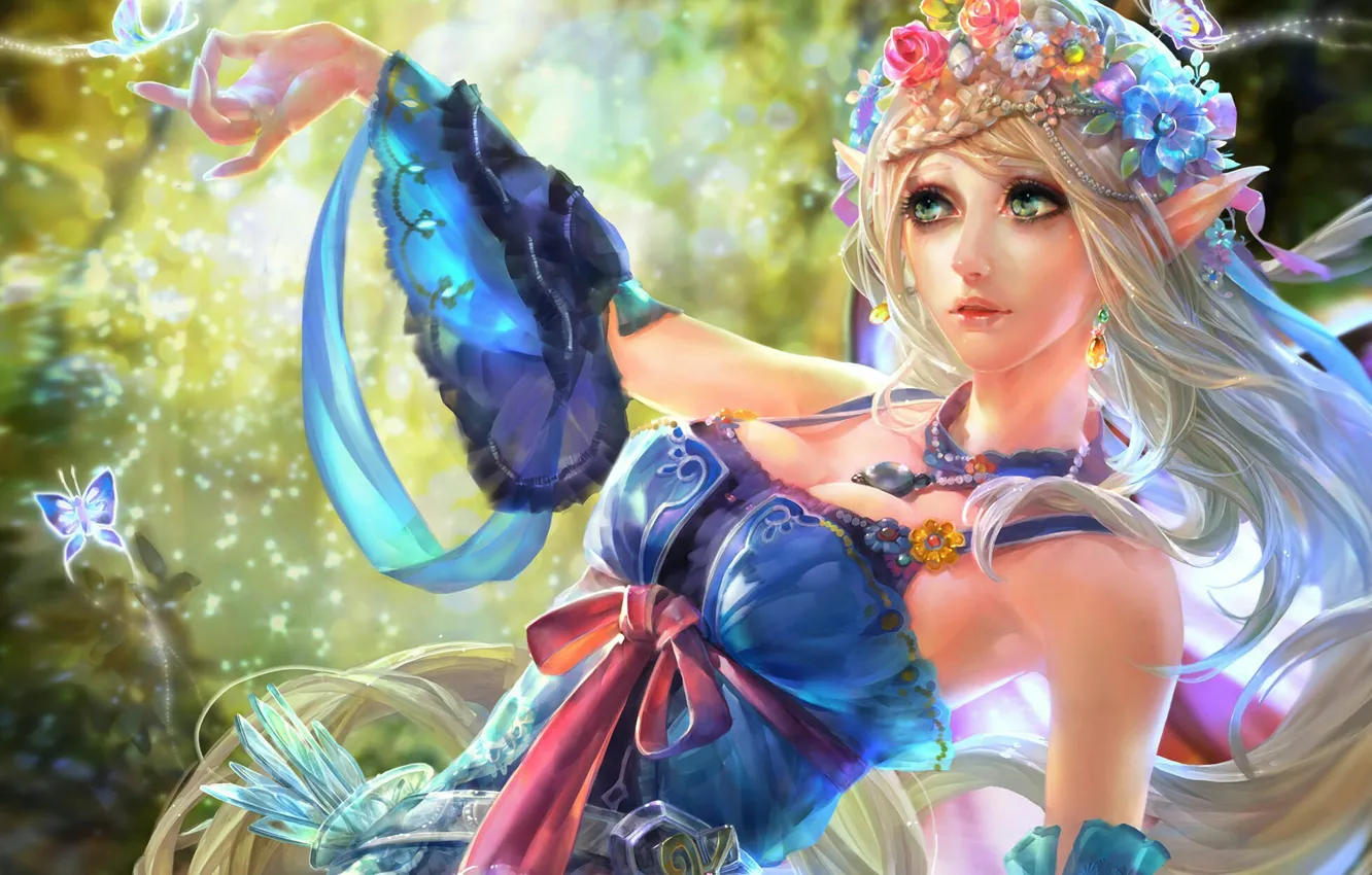 Photo wallpaper girl, fiction, butterfly, elf, girl, fantasy, elf