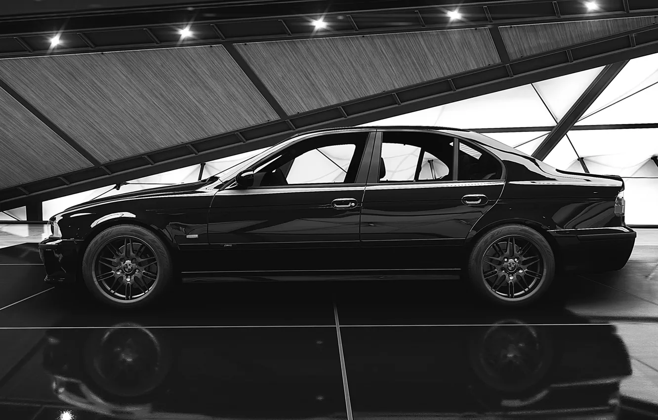 Photo wallpaper HDR, BMW, Game, e39, 5, UHD, Black & White, Xbox One X