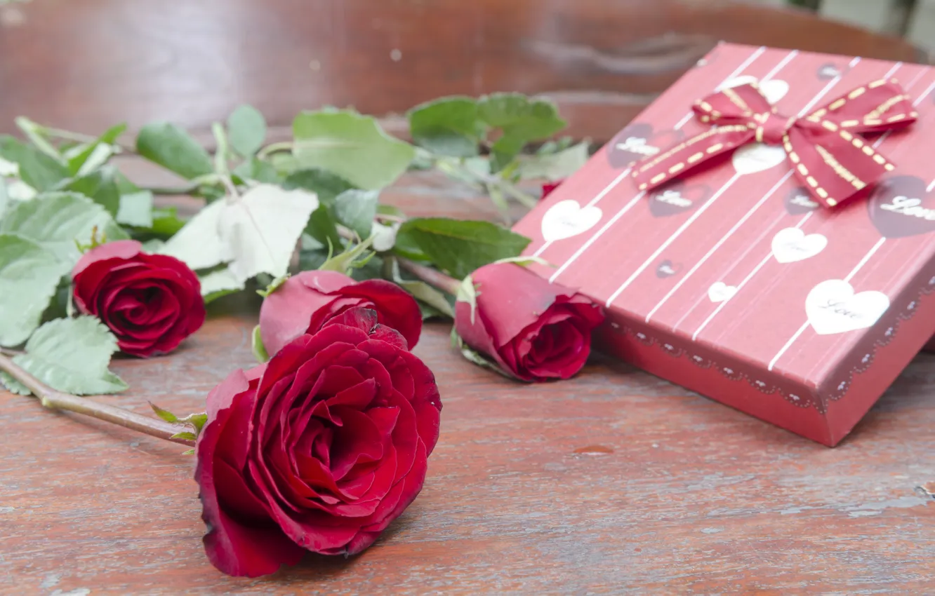 Photo wallpaper flowers, gift, roses, pink, flowers, romantic, gift, roses