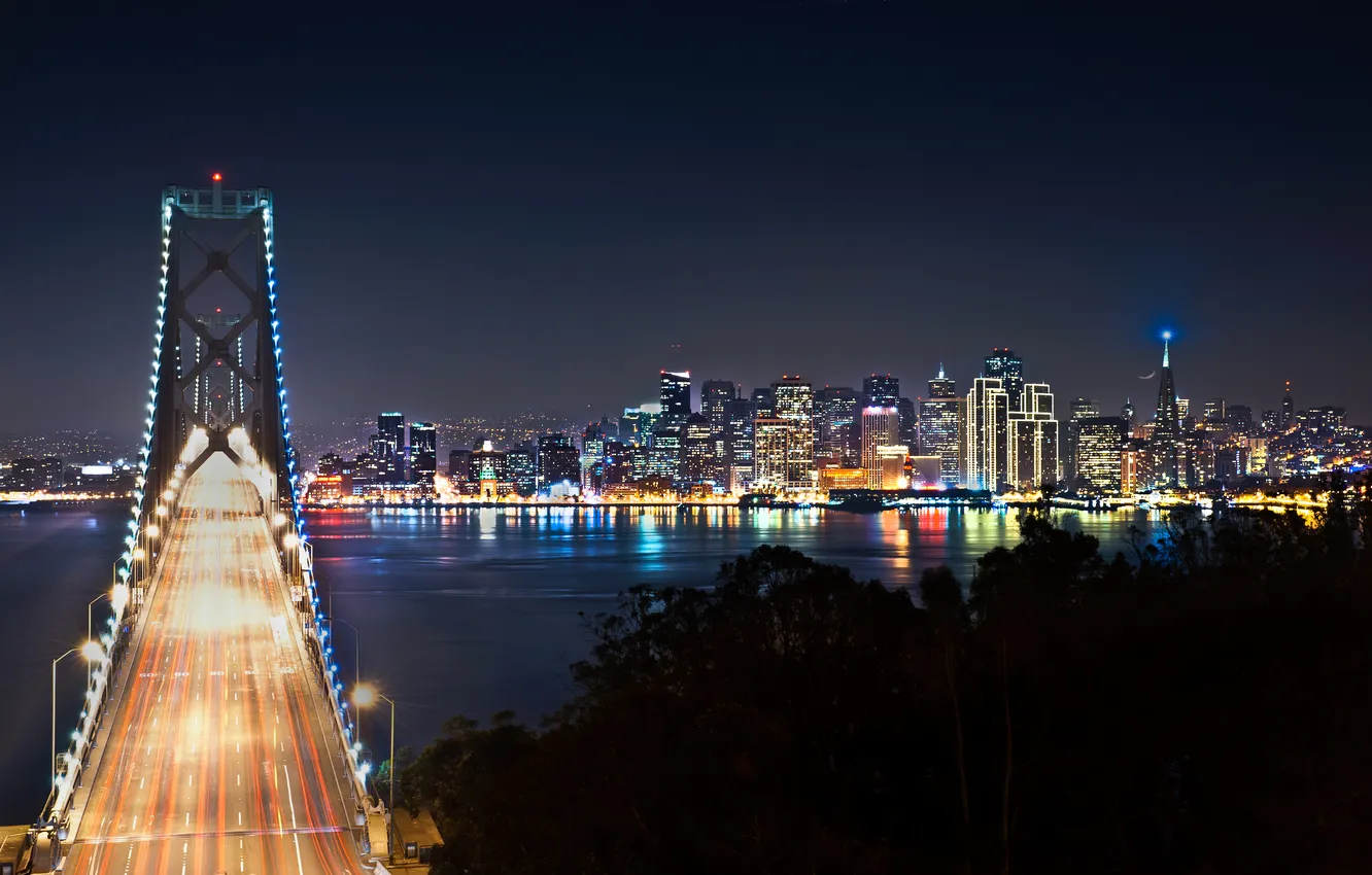 Photo wallpaper bridge, San Francisco, night city, San Francisco