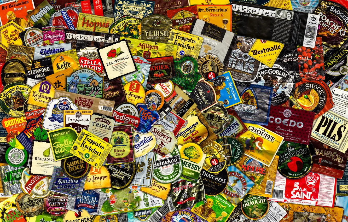 Photo wallpaper texture, background, Beer Labels
