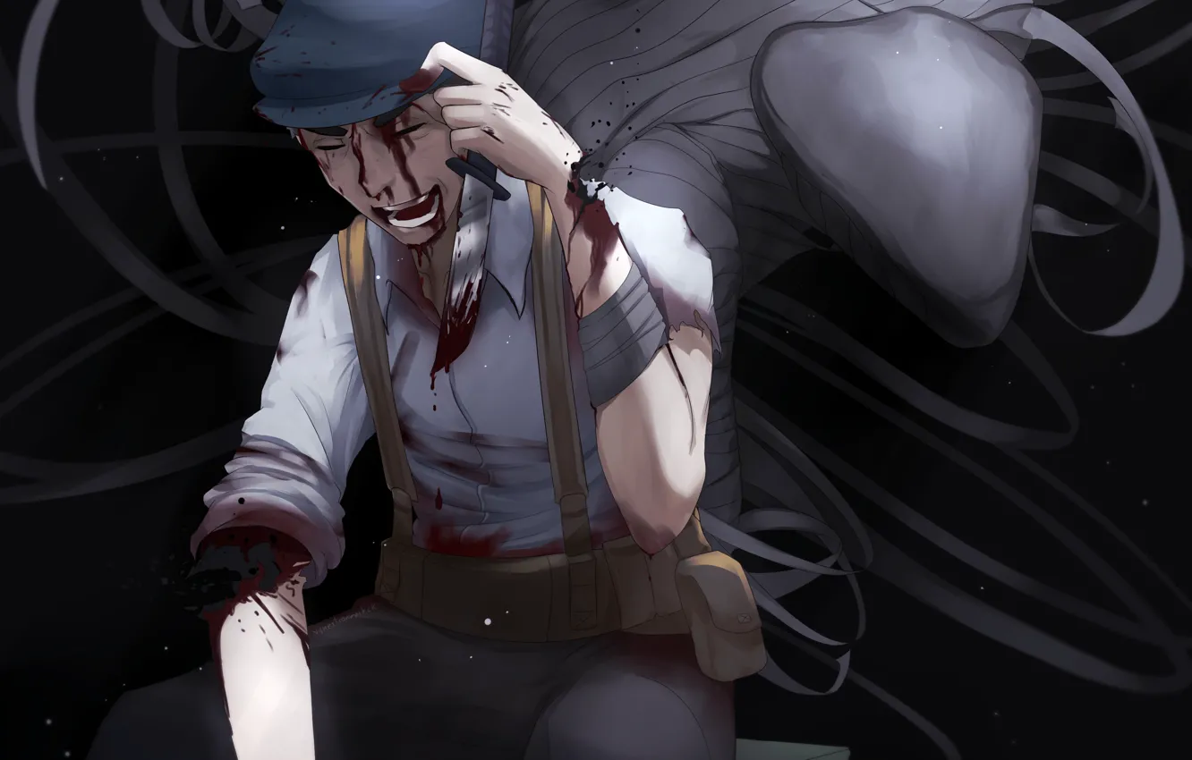 Photo wallpaper smile, blood, male, wounds, Gato, immortal, Ajin: Demi-Human, Adzhin