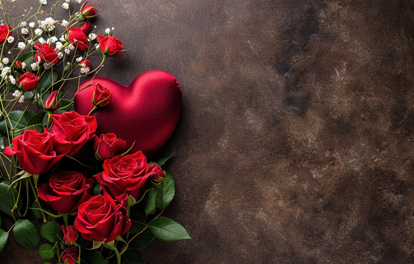 Photo wallpaper love, flowers, romance, heart, roses, bouquet, love, Valentine's day