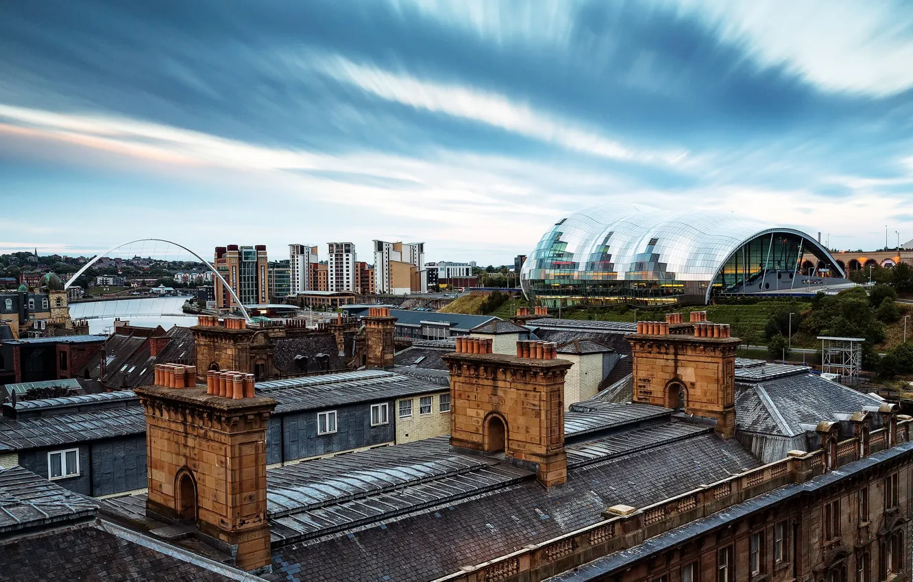 Photo wallpaper Millennium Bridge, Newcastle, Old and New