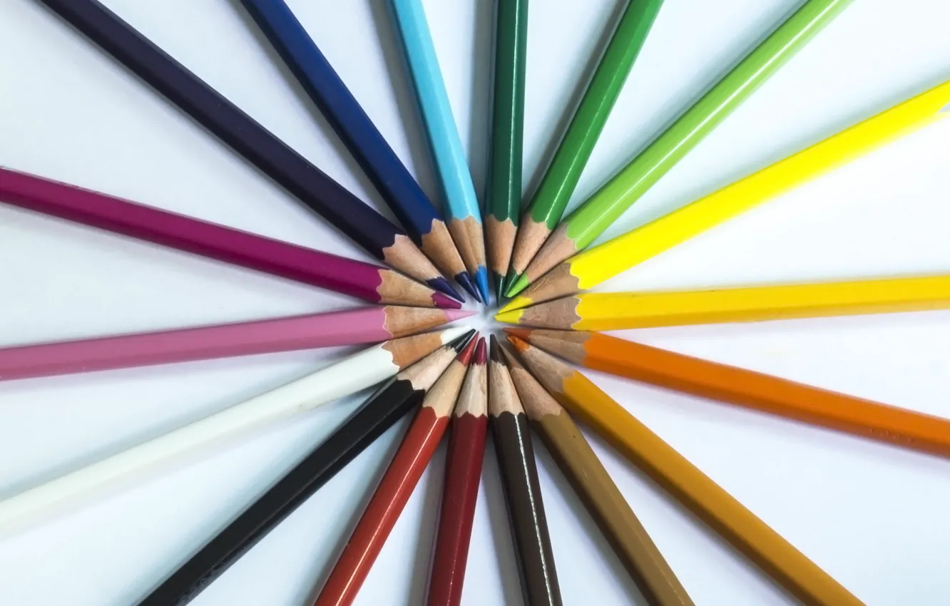 Photo wallpaper colorful, rainbow, pencils