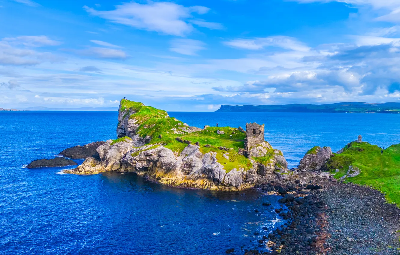 Photo wallpaper castle, coast, ruins, Northern Ireland, Kinbane Castle