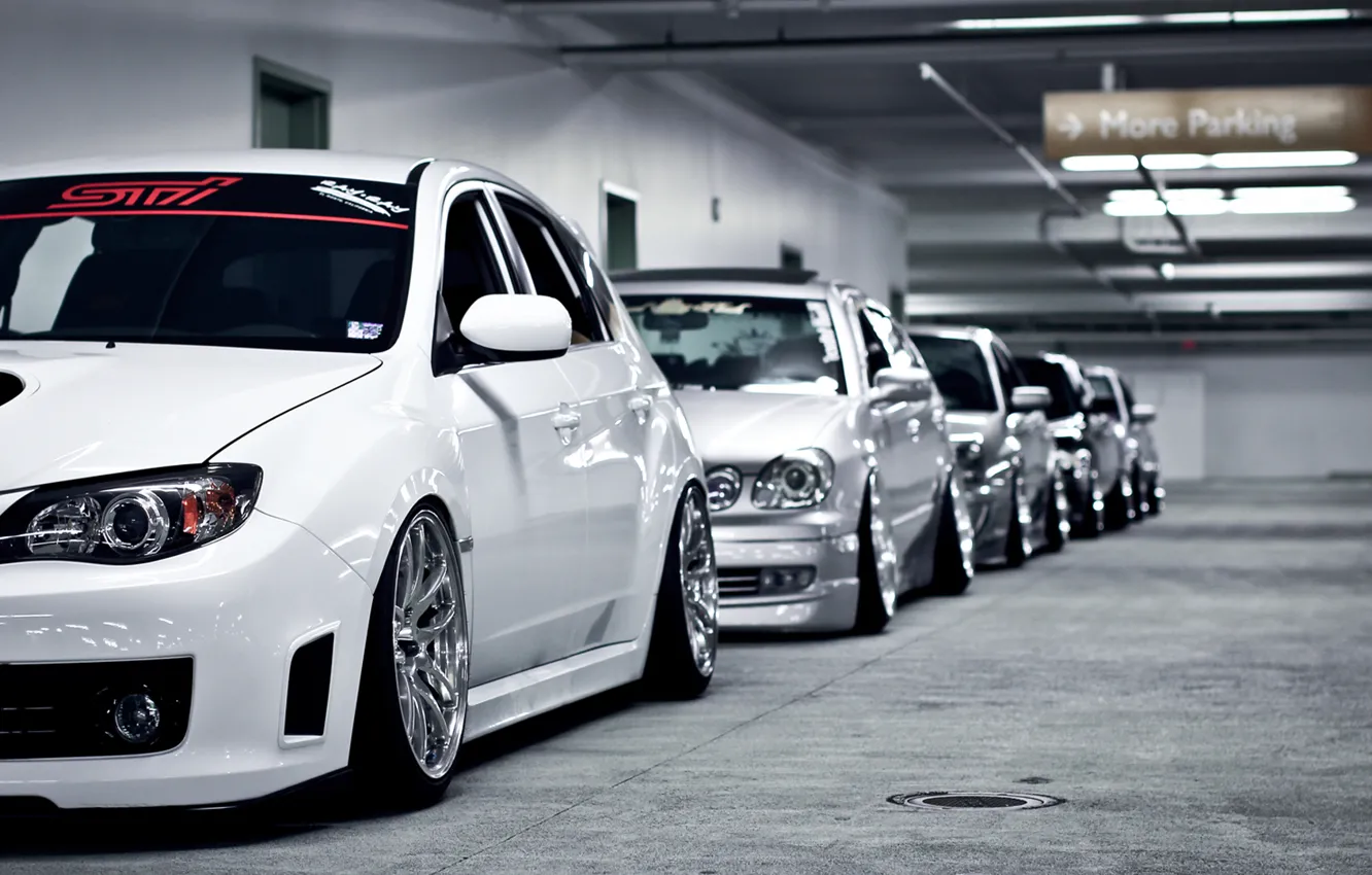 Photo wallpaper garage, Parking, lexus, subaru, toyota, impreza, Lexus, Subaru