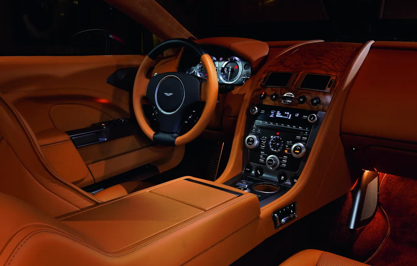 Photo wallpaper Aston Martin, Rapide, interior, leather, backlight, supercar, exclusive, the Englishman