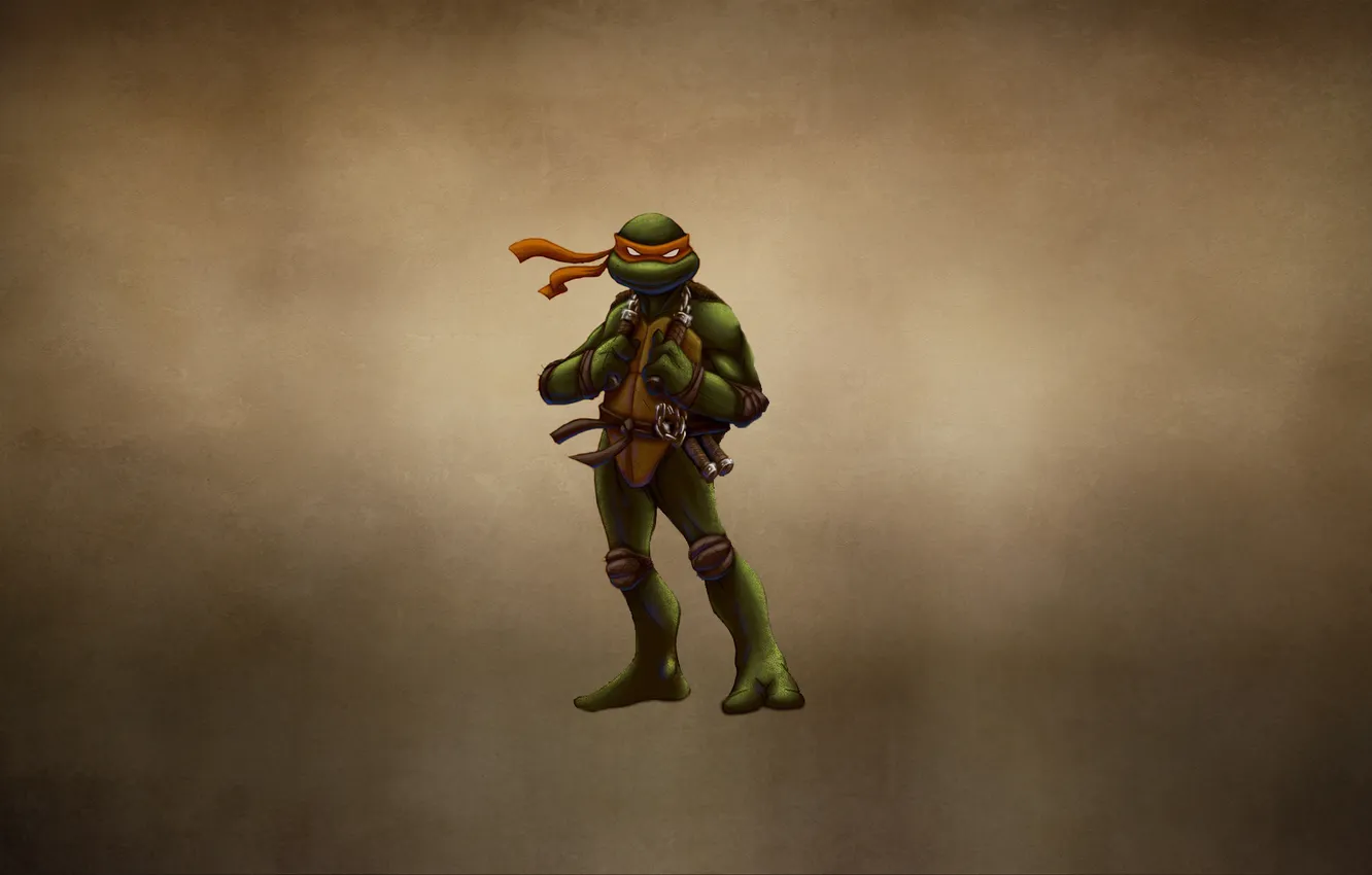 Photo wallpaper TMNT, Michelangelo, Teenage Mutant Ninja Turtles, Michelangelo, teenage mutant ninja turtles, nunchuck, dark background