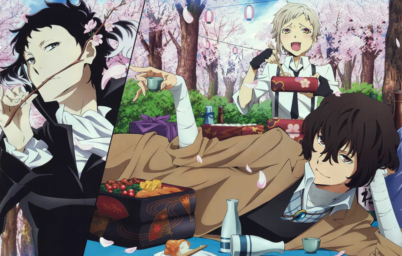 Photo wallpaper Bungou Stray Dogs, dazai, nakajima atsushia, Osamu, Akutagawa Ryuunosuke