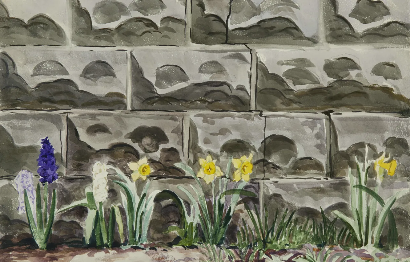 Photo wallpaper flowers, Charles Ephraim Burchfield, Flower Bed