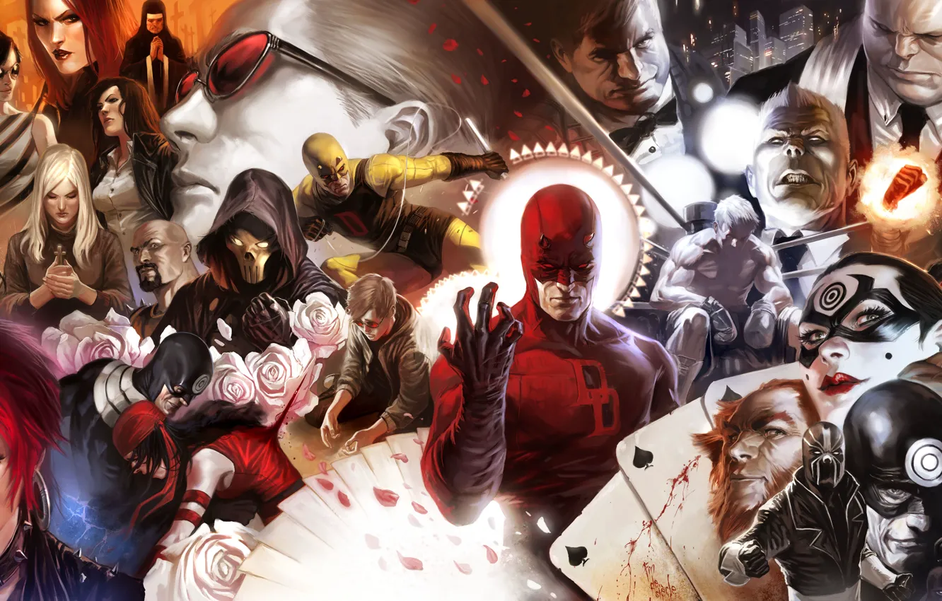 Photo wallpaper Marvel, Daredevil, bullseye, Luke Cage, Iron Fist, kingpin, black tarantula