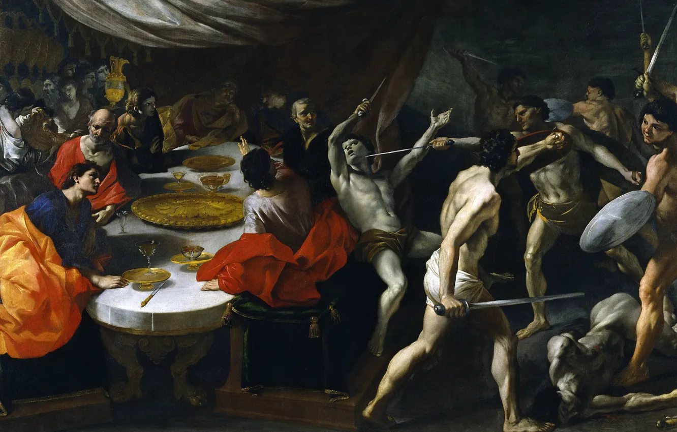 Photo wallpaper picture, Giovanni Lanfranco, The Gladiators in the party