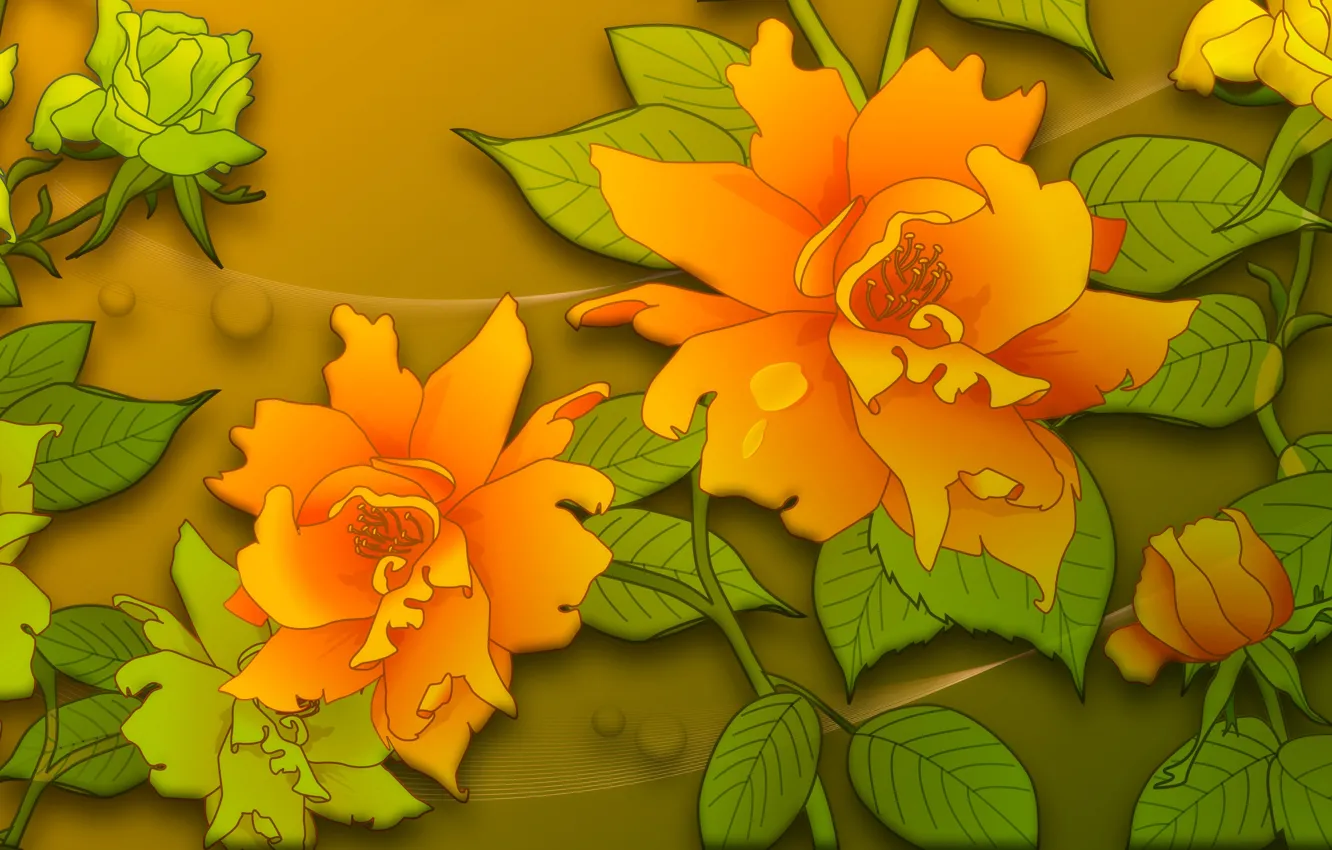 Photo wallpaper flowers, background, graphics, texture