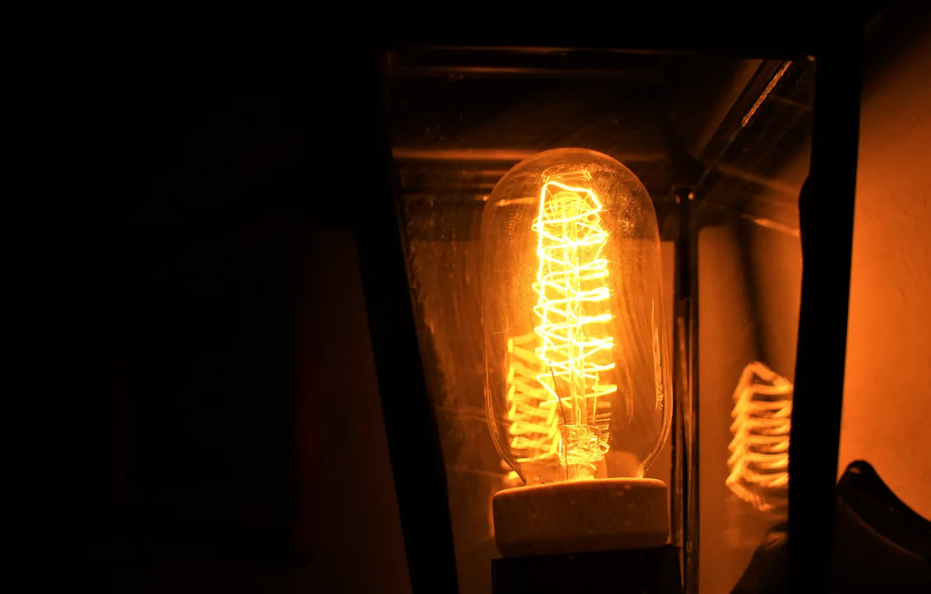 Photo wallpaper light, yellow, lamp, light bulb