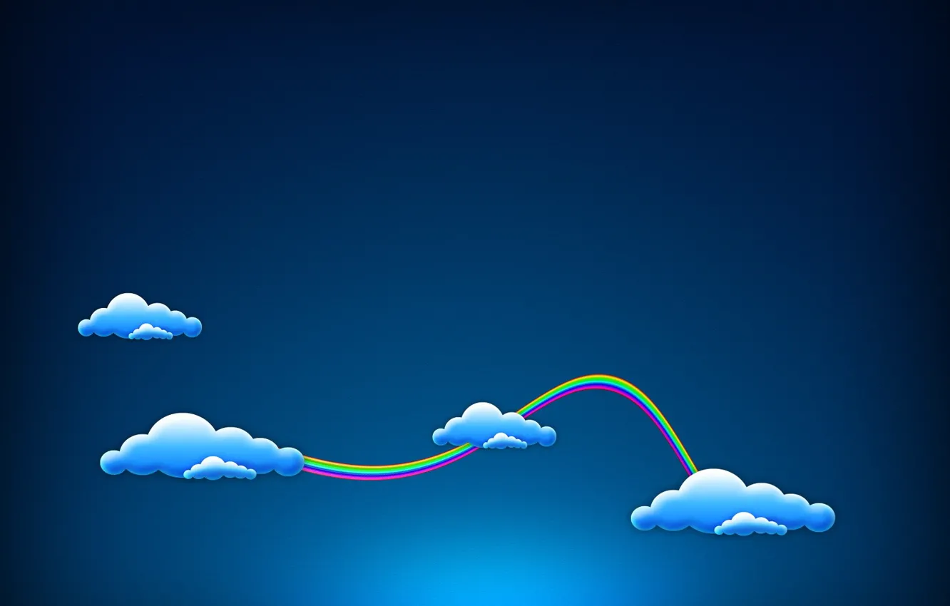 Photo wallpaper clouds, blue, rainbow, minimalism