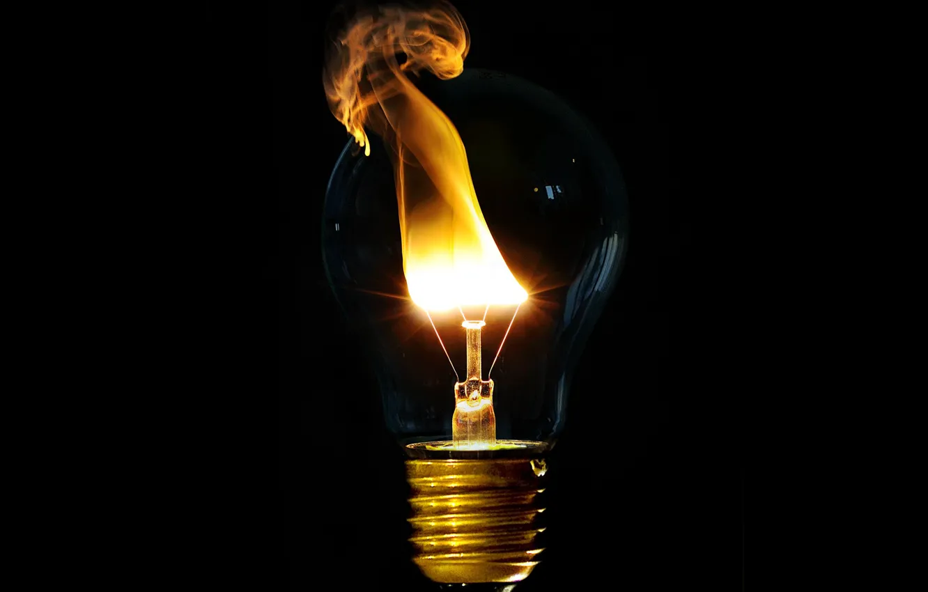 Photo wallpaper lights, light bulb, black background