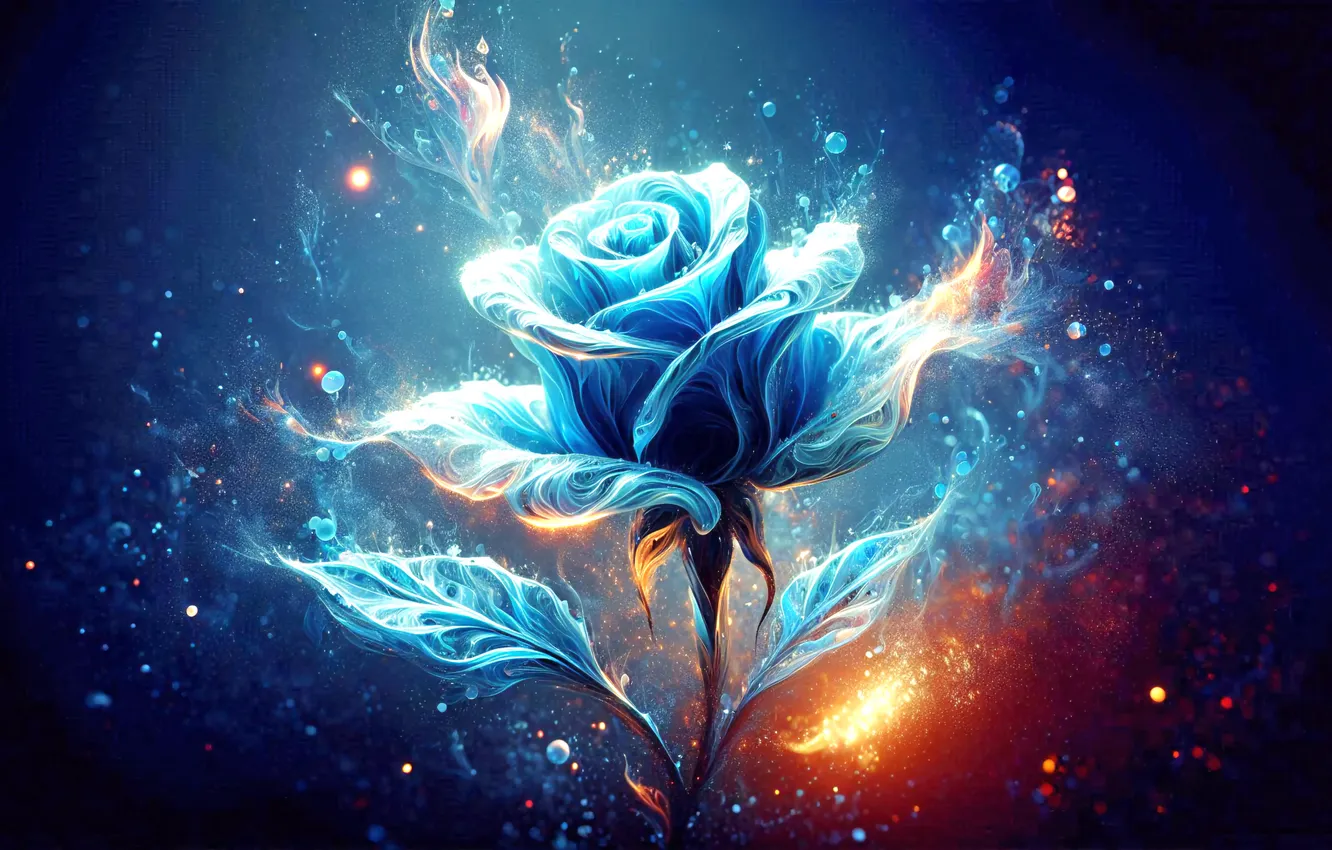 Photo wallpaper lights, blue, roses, from lordevilvader