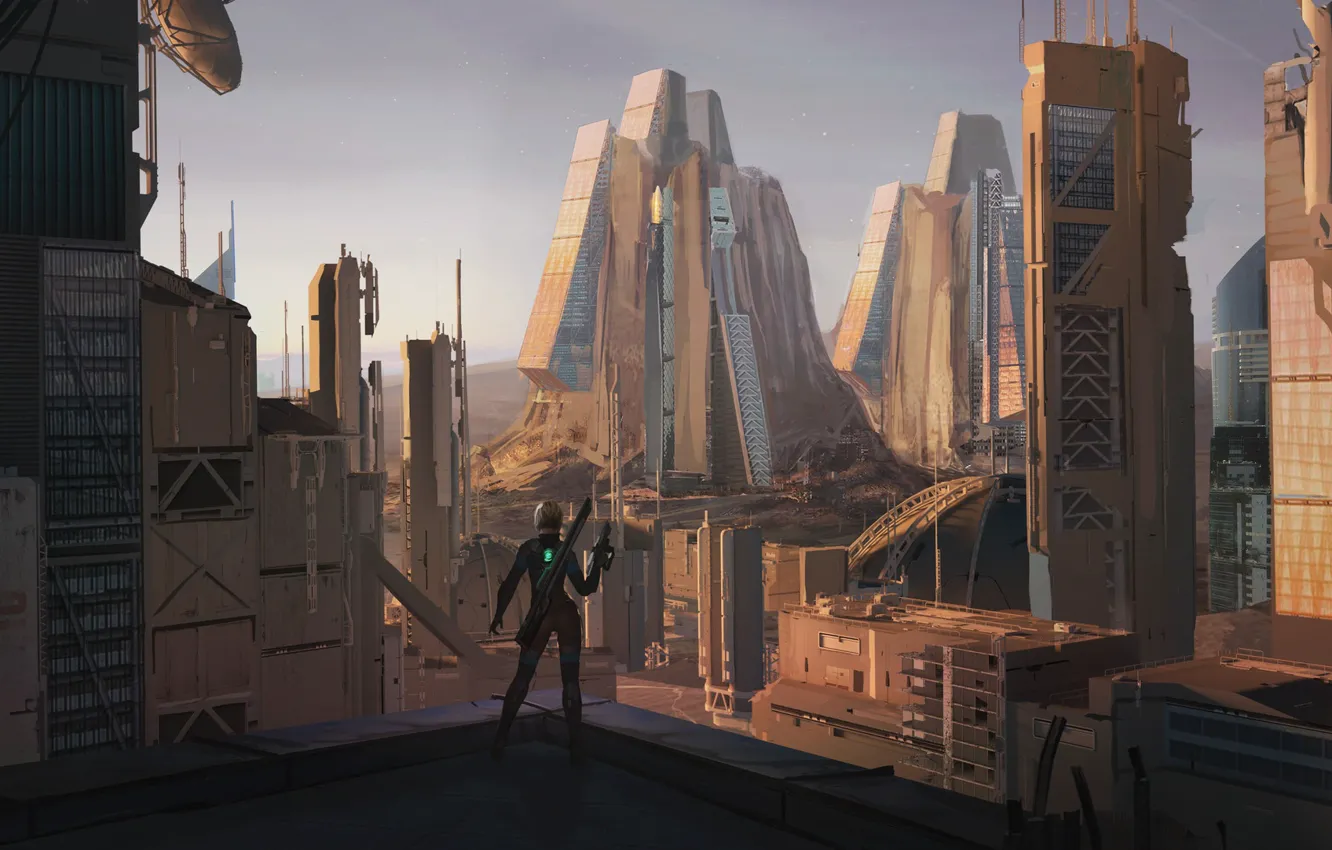 Photo wallpaper the city, woman, Recall, Coperta Cyberpunk