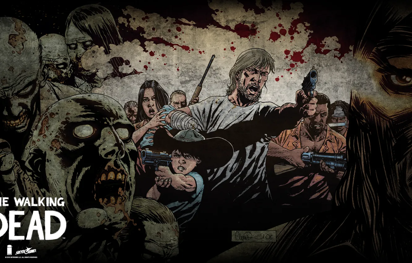 Photo wallpaper zombies, comic, The walking Dead