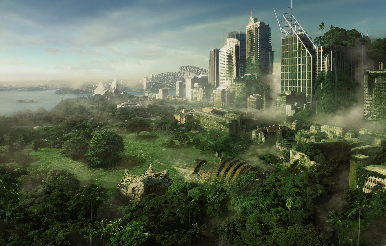 Photo wallpaper the city, figure, art, the end of the world, After Death