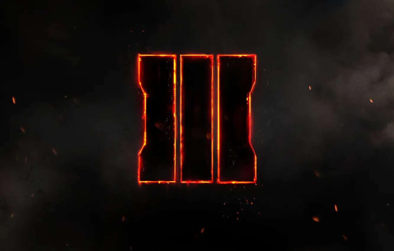 Photo wallpaper smoke, sparks, Call of Duty: Black Ops 3, logotip