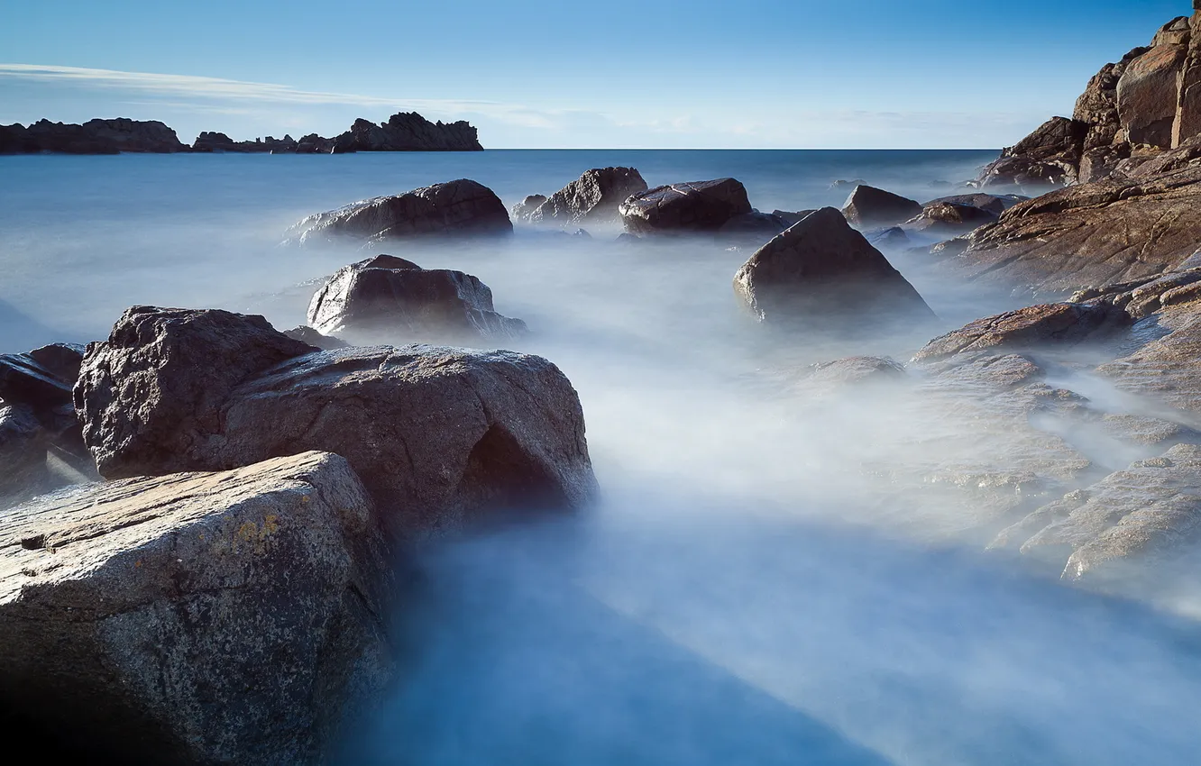 Photo wallpaper sea, landscape, stones