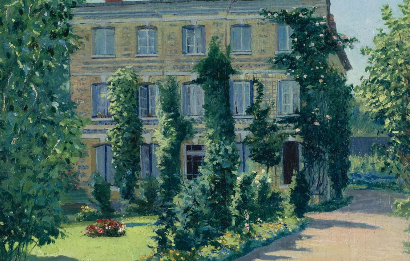 Photo wallpaper landscape, picture, Edward Redfield, House Of Dr. Husson. Offranville. France