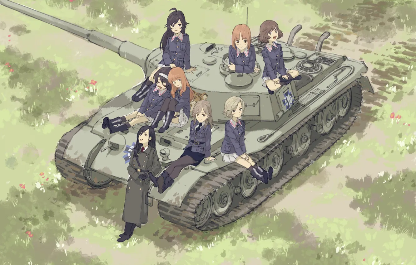 Photo wallpaper girls, army, tank, Girls And Panzer, Girls and tanks