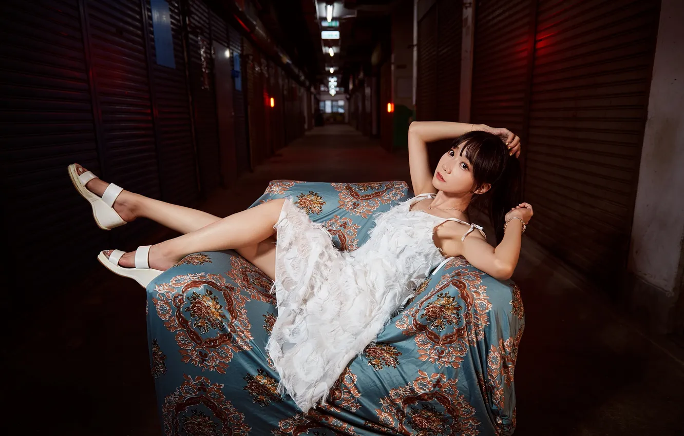 Photo wallpaper dress, pattern, women, asian, sandals, Max Chang