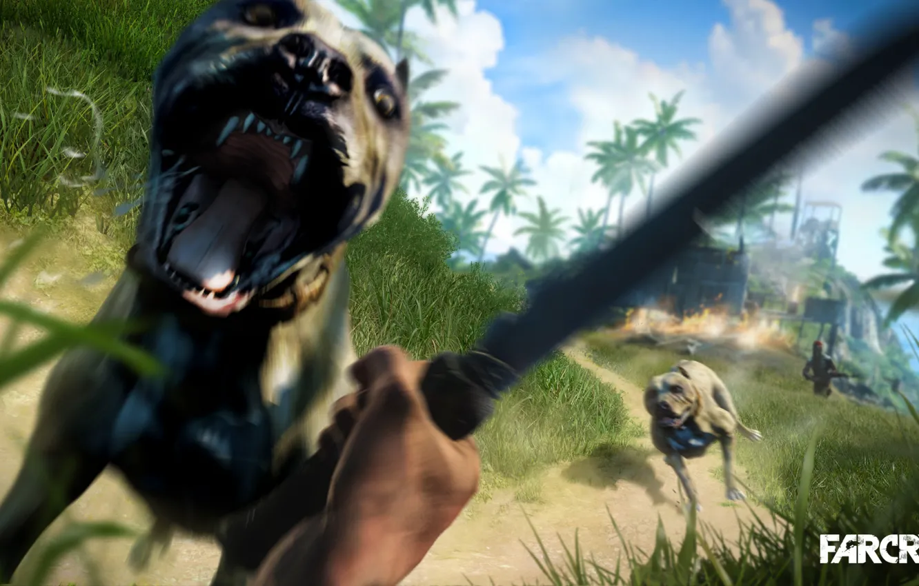 Photo wallpaper Fire, Knife, Far Cry 3, Dogs