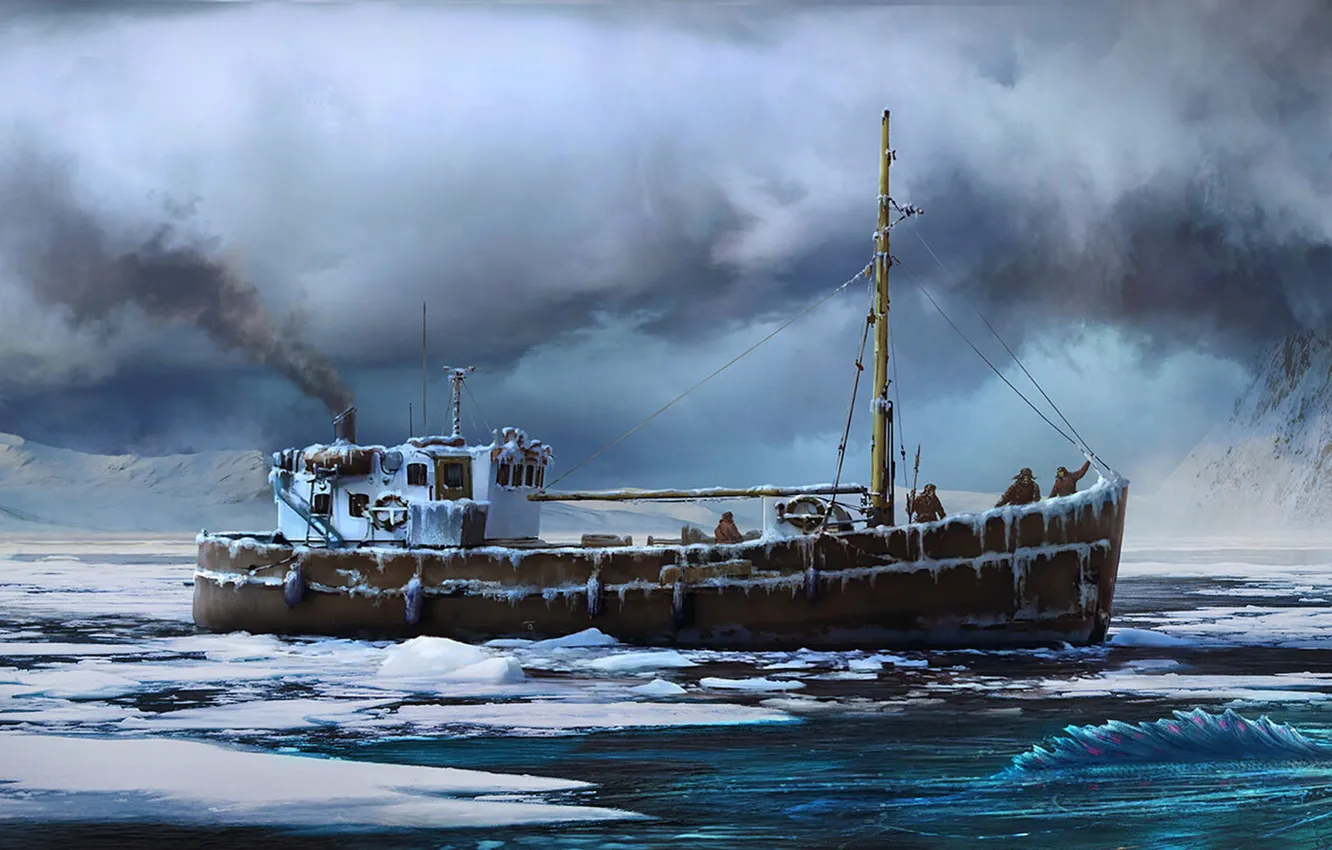 Photo wallpaper ship, ice, North sea, North sea, Mark Makovey