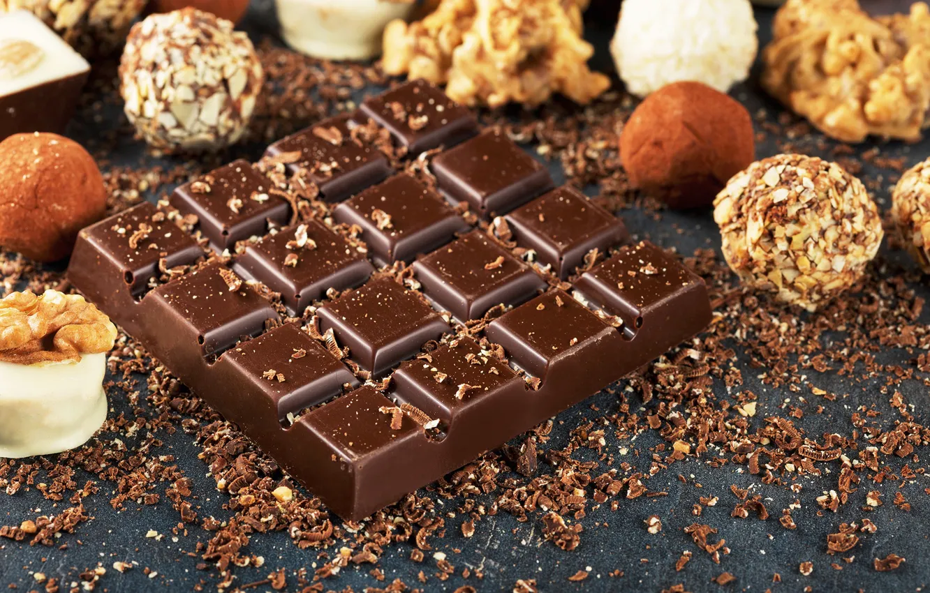 Photo wallpaper chocolate, candy, nuts, sweet