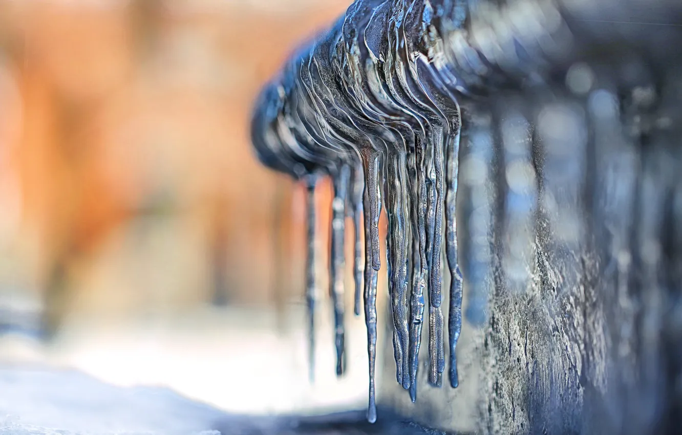 Photo wallpaper ice, winter, icicles