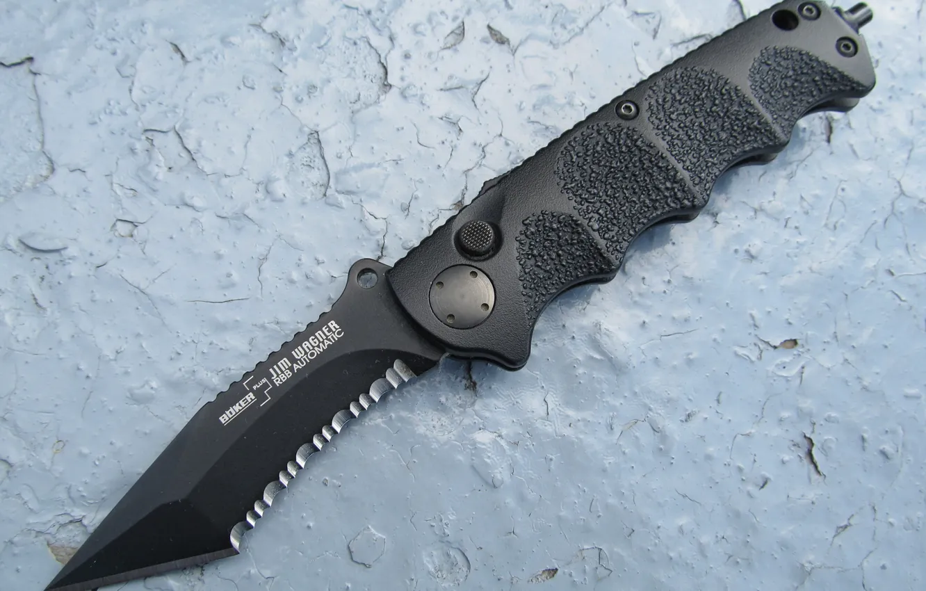 Photo wallpaper knife, tactical, coating, folding, RBB Automatic, Jim Wagner, Senator, Boker Plus