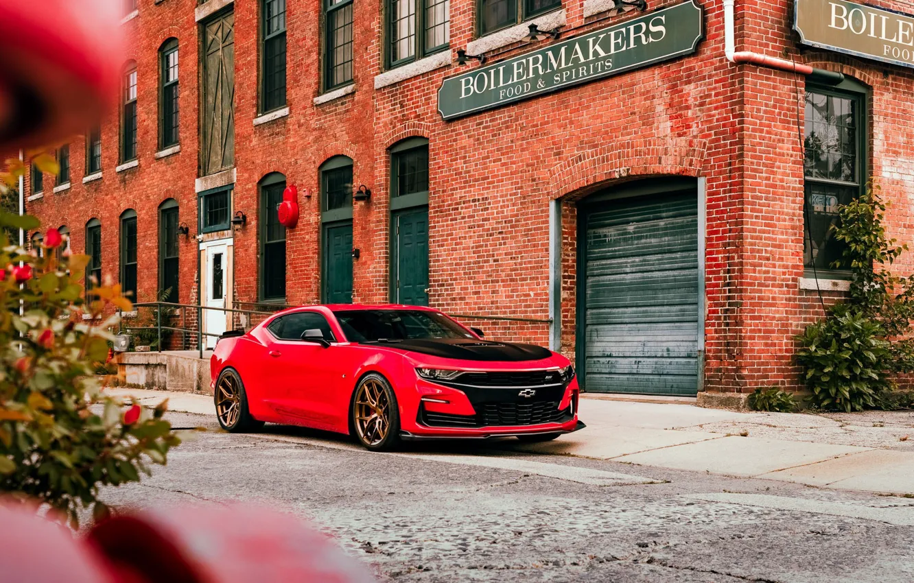 Photo wallpaper chevrolet, camaro ss, building